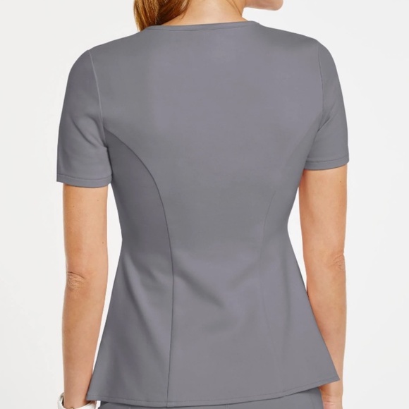 Jaanuu Women's Tulip Mock-Wrap Scrub Top - Picture 2 of 5